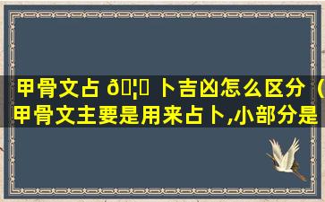 甲骨文占 🦆 卜吉凶怎么区分（甲骨文主要是用来占卜,小部分是记录历史）